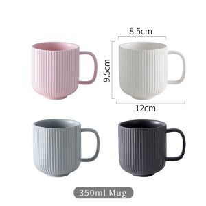 Gestreifte matte Glasur im nordischen Stil, 350 ml, elegante Kaffeetasse aus Keramik als Geschenk