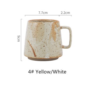 Velkoobchod 12oz rustikální ručně vyráběný keramický šálek na kávu Japonské vintage hliněné kropenaté hrnky