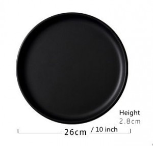 Hot Sale Round Matte Black Plates Ceramic Crockery Stoneware Dinnerware Set