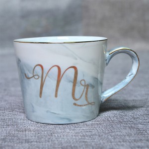 Custom marble cup printed porcelain design ceramic mr mrs wedding marbled coffee couple gift mugs set