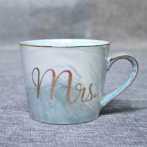 Custom marble cup printed porcelain design ceramic mr mrs wedding marbled coffee couple gift mugs set