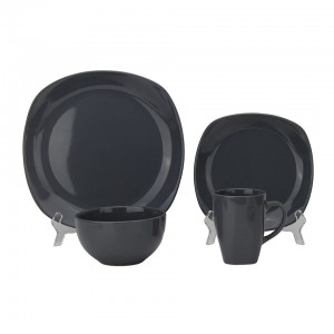 Black Restaurant Hotel Dinnerware Sets Table Ware 16 pcs Stoneware Mug Custom Ceramic Dinnware Set