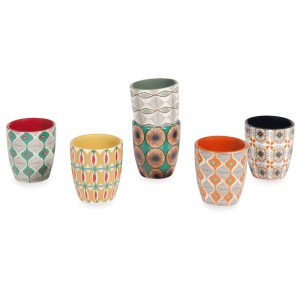Box 6 cups in multicolored earthenware
