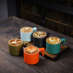 Creative Irregular Handle Small Tea Cup Gift Milk Tumbler Drinkware Ceramic Espresso Coffee Cup