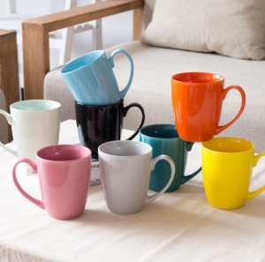 Custom logo colorful ceramic mug creative solid color coffee cup