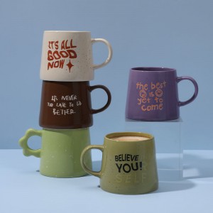 Custom Sublimation Bone Nordic Enamel Heat Transfer Vintage Fashion 375ML Porcelain Ceramic Coffee Mugs