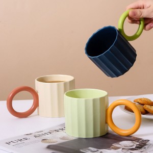 customizable stripe gift mug cup fancy ceramic coffee mugs with big handle