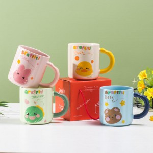 High appearance level mug creative ceramic cup with hand gift cartoon single cup opening small gift gift cup Subprint LOGO