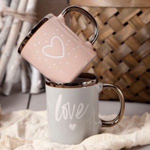 Porzellantasse mit Metallrand, Werbegeschenk für den Valentinstag, individuelle Keramiktasse in verschiedenen Spezifikationen und Farben