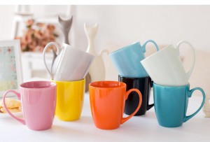 Custom logo colorful ceramic mug creative solid color coffee cup