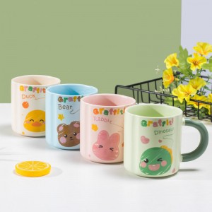High appearance level mug creative ceramic cup with hand gift cartoon single cup opening small gift gift cup Subprint LOGO