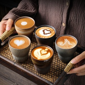Nový japonský šálek na kávu na espresso a vodu Keramické šálky na čaj Kung Fu Kancelář Retro šálek na kávu pro domácnost