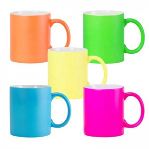 Promotional 11oz 330ml Matte glossy ceramic shining fluorescent color neon mug