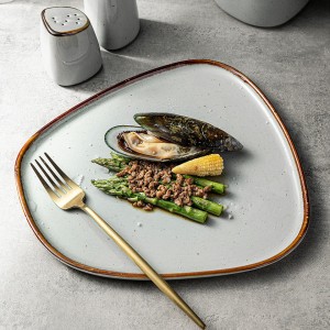 Nádobí Nádobí Nádobí Vajjila Geschirr Sada nádobí Sada nádobí Béžová Šedá Severský kropenatý styl Luxusní porcelánová jídelní souprava