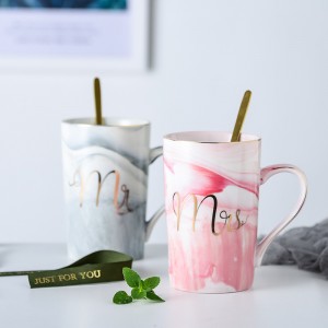 Custom marble cup printed porcelain design ceramic mr mrs wedding marbled coffee couple gift mugs set