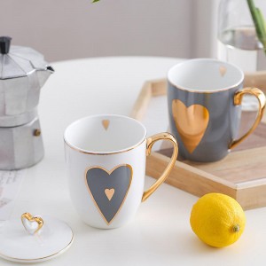 Flypeak New Arrival hurtownia Nordic porcelanowy kubek do kawy złoty uchwyt ceramiczny kubek marmurowy ceramiczny kubek do kawy