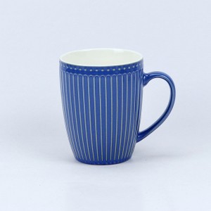 Chinese manufacturer Nordic style new bone china reactive glaze drum embossed ceramic coffee mug