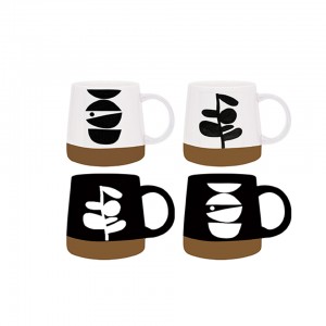 Stoviglie in ceramica dal design classico nero Design retrò Ciotola e tazza Teiera per tazza da caffè smaltata di colore nero
