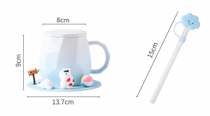 Creative feature ceramic cup cute image three-dimensional animal cup saucer with lid creative ceramic cup couples Day gift