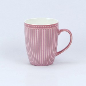 Chinese manufacturer Nordic style new bone china reactive glaze drum embossed ceramic coffee mug