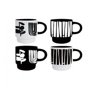 Stoviglie in ceramica dal design classico nero Design retrò Ciotola e tazza Teiera per tazza da caffè smaltata di colore nero