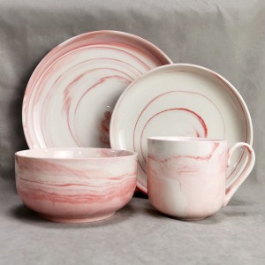 luxusní svatební zlaté lemované linka pokovené keramické nádobí jídelní talíř a miska mramorová jídelní souprava porcelán