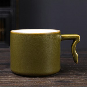Creative Irregular Handle Small Tea Cup Gift Milk Tumbler Drinkware Ceramic Espresso Coffee Cup