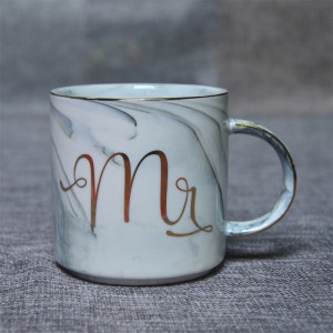 Custom marble cup printed porcelain design ceramic mr mrs wedding marbled coffee couple gift mugs set