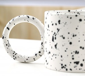 Handmade Speckled Ceramic Mug with Large Handle