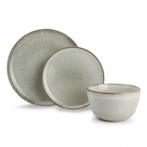 European style 12 pieces matte stoneware dinnerware sets with mug, dishes & plates for restaurant food containers, return gift